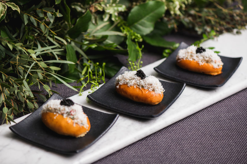 Lobster doughnut, caviar, pecorino bowl food